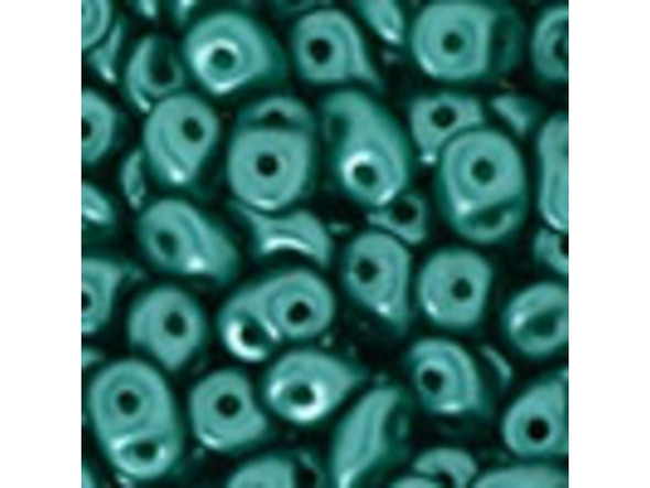 Matubo SuperDuo 2 x 5mm Teal Pearl Coat 2-Hole Seed Bead 2.5-Inch Tube