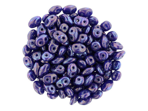 Matubo SuperDuo 2 x 5mm Nebula - Opaque Blue 2-Hole Seed Bead 2.5-Inch Tube