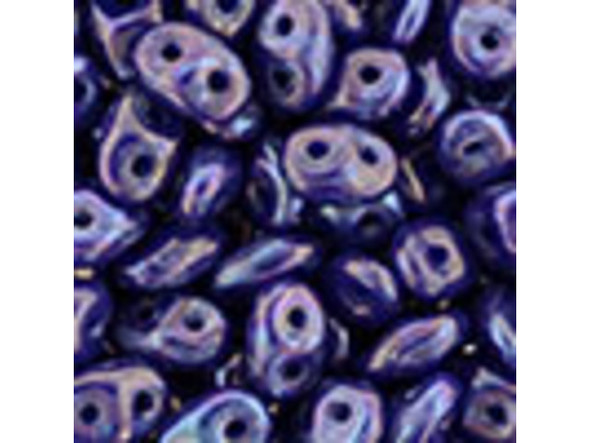 Matubo SuperDuo 2 x 5mm Nebula - Opaque Blue 2-Hole Seed Bead 2.5-Inch Tube
