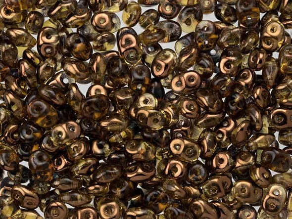 Matubo SuperDuo 2 x 5mm Topaz Half Bronze Luster 2-Hole Seed Bead 2.5-Inch Tube