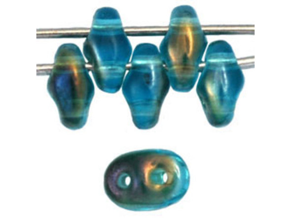 Matubo SuperDuo 2 x 5mm Twilight - Aquamarine 2-Hole Seed Bead 2.5-Inch Tube