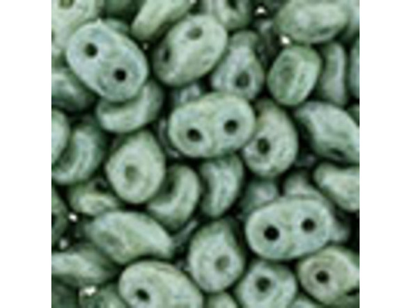 Matubo SuperDuo 2 x 5mm Luster - Stone Green 2-Hole Seed Bead 2.5-Inch Tube