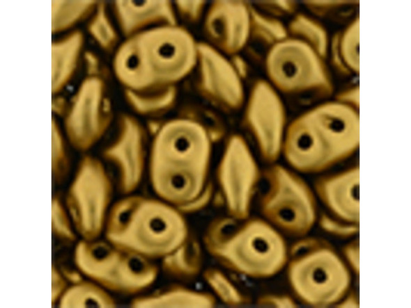 Matubo SuperDuo 2 x 5mm Satin Metallic Goldenrod 2-Hole Seed Bead 2.5-Inch Tube