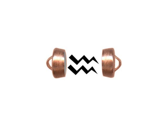 MAG-LOK Raw Copper Magnetic Jewelry Clasp, Superior Quality, Button, 6mm (12 Pieces)