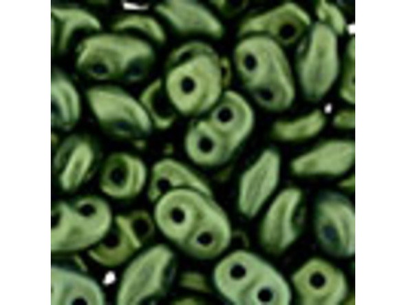 Matubo SuperDuo 2 x 5mm Green Gold Shine 2-Hole Seed Bead 2.5-Inch Tube