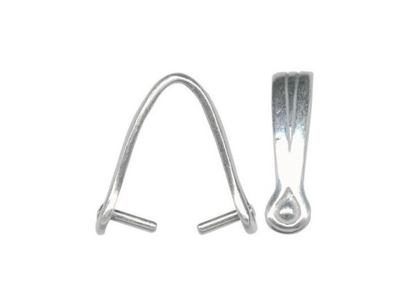 JBB Findings Silver Plated Pinch Bail, Prong Bail, Folded, Engraved (Each)