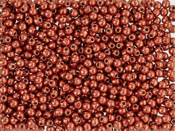 Czech Glass Half-Drilled 2mm Finial Bead - ColorTrends: Saturated Metallic Cherry Tomato (2.5" Tube)