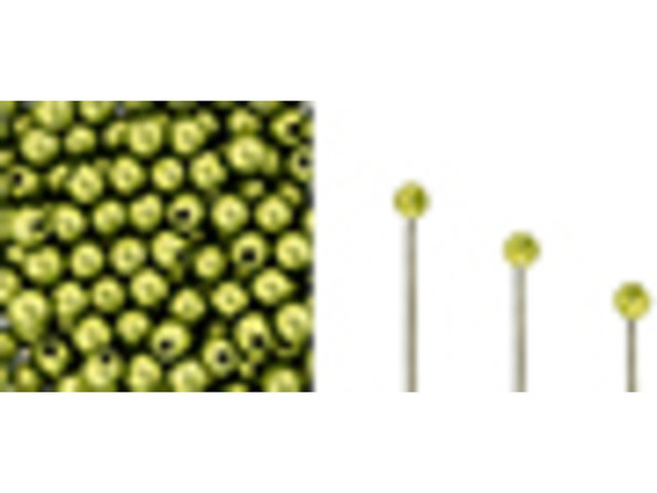 Czech Glass Half-Drilled 2mm Finial Bead - ColorTrends: Saturated Metallic Lime Punch (2.5" Tube)