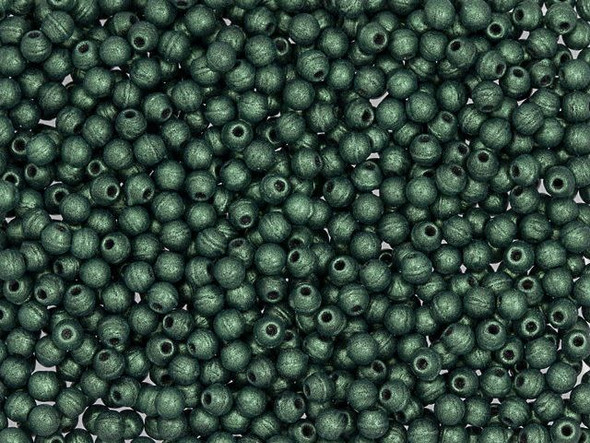 Czech Glass Half-Drilled 2mm Finial Bead - Metallic Suede - Lt Green (2.5" Tube)