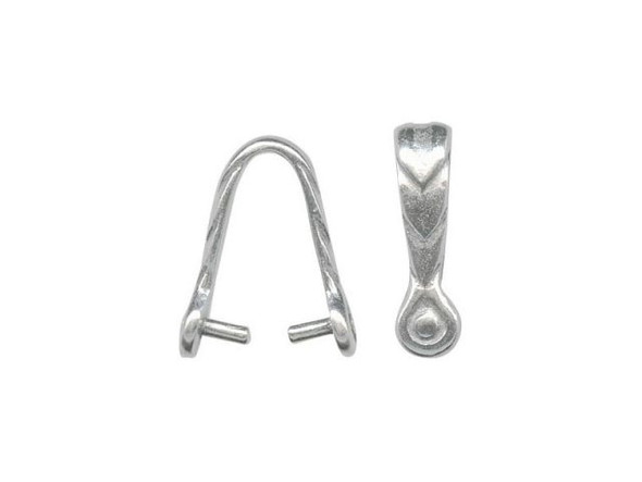 JBB Findings Silver Plated Pinch Bail, Prong Bail, Folded, "V" Design (Each)