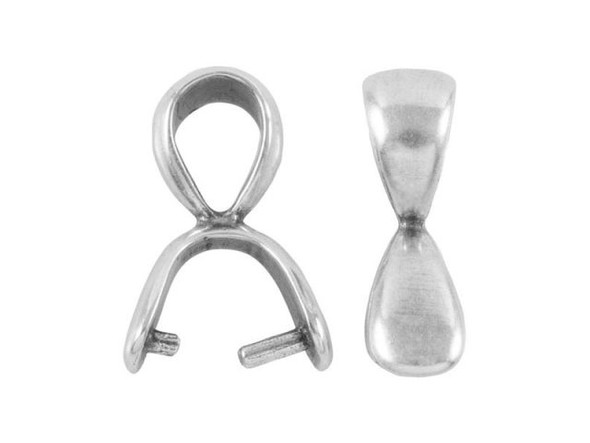 JBB Findings Silver Plated Pinch Bail, Prong Bail, Plain, Loop (Each)