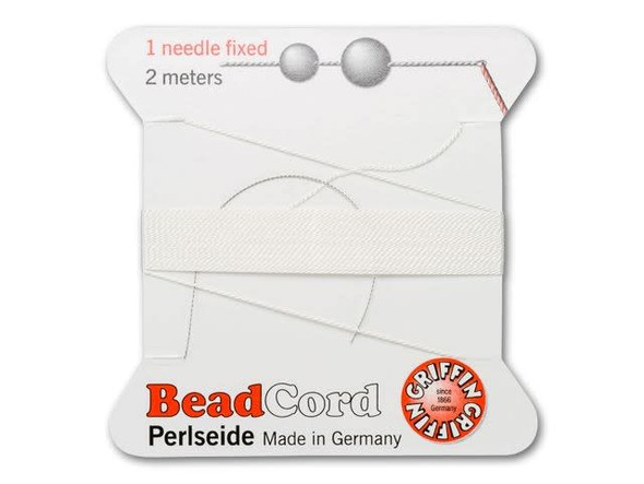 Griffin Bead Cord 100% Silk - Size 1 (0.35mm) White