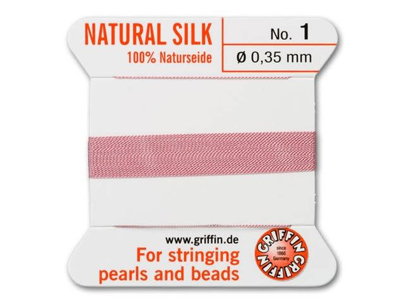Griffin Bead Cord 100% Silk - Size 1 (0.35mm) Dark Pink