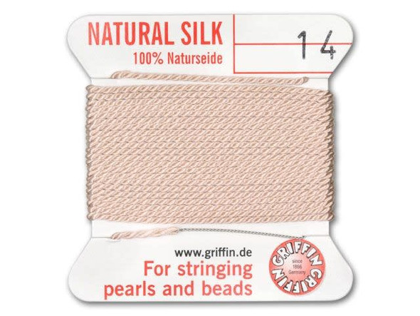 Griffin Bead Cord 100% Silk - Size 14 (1.02mm) Light Pink