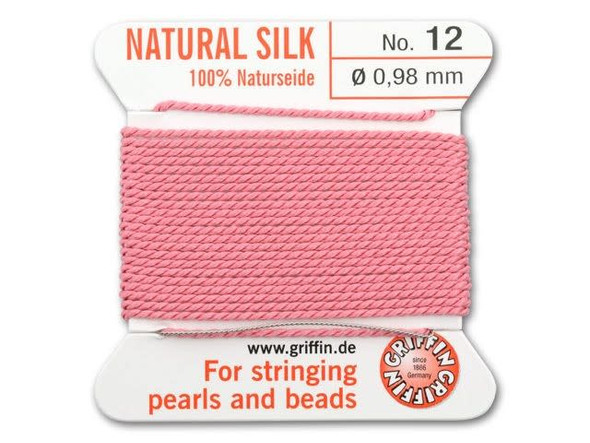 Griffin Bead Cord 100% Silk - Size 12 (0.98mm) Dark Pink