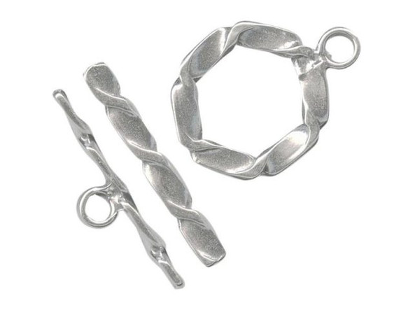 B & B Benbassat Sterling Silver Toggle Clasp, Ribbon Twist (Each)