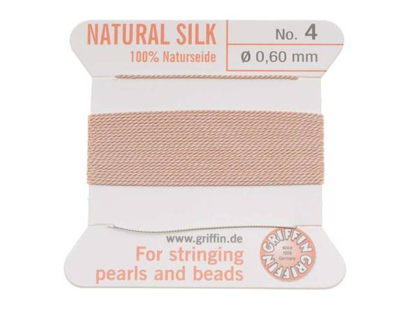 Griffin Silk Beading Cord & Needle Size 4 Lt Pink