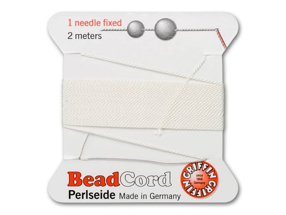 Griffin Bead Cord 100% Silk - Size 3 (0.50mm) White