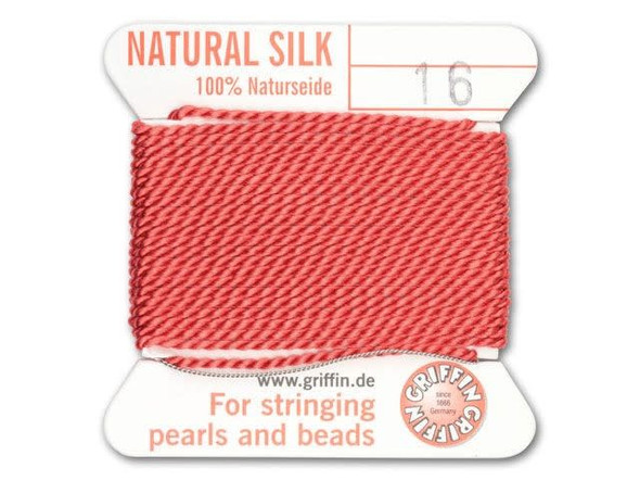 Griffin Bead Cord 100% Silk - Size 16 (1.05mm) Coral