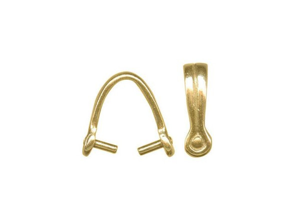 JBB Findings Brass Pinch Bail, Prong Bail, Folded, Engraved, Small (Each)
