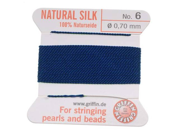 Griffin Silk Beading Cord & Needle Size 6 Dk. Navy Blue