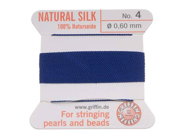 Griffin Silk Beading Cord & Needle Size 4 Dark Blue