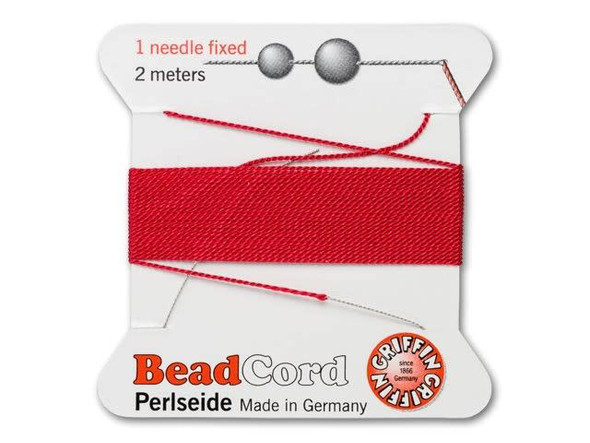 Griffin Bead Cord 100% Silk - Size 3 (0.50mm) Red