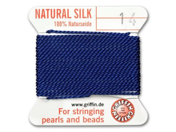 Griffin Bead Cord 100% Silk - Size 14 (1.02mm) Dark Blue