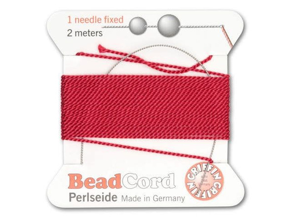 Griffin Bead Cord 100% Silk - Size 7 (0.75mm) Red