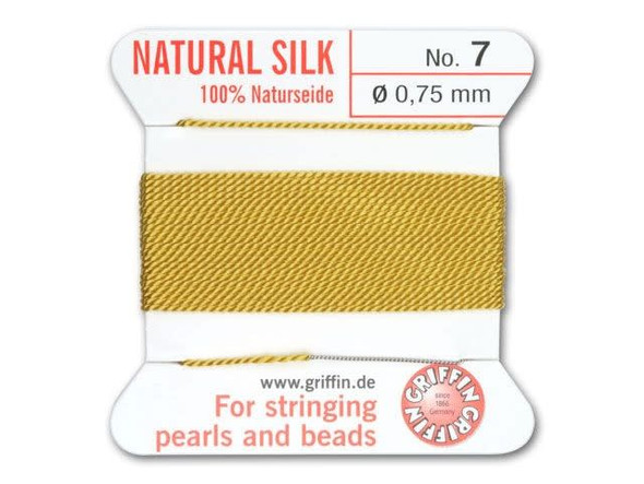 Griffin Bead Cord 100% Silk - Size 7 (0.75mm) Amber