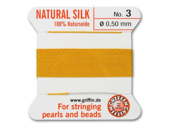 Griffin Bead Cord 100% Silk - Size 3 (0.50mm) Amber