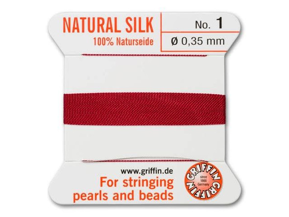 Griffin Bead Cord 100% Silk - Size 1 (0.35mm) Garnet