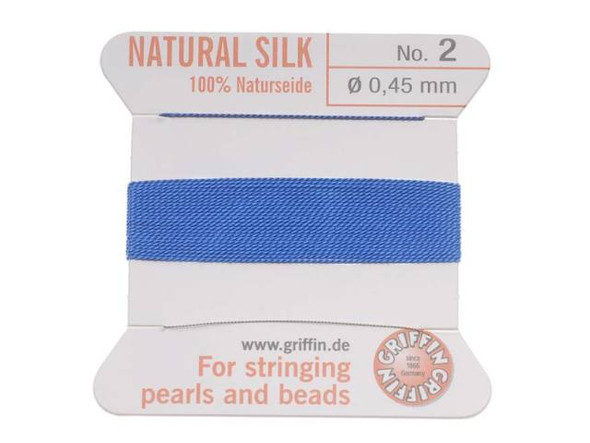 Griffin Silk Beading Cord & Needle Size 2 Med. Blue