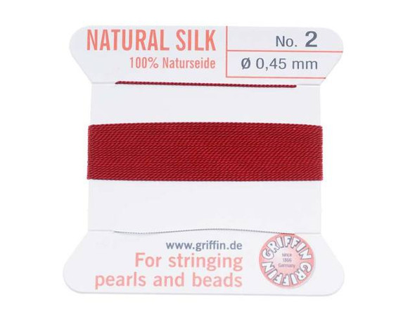 Griffin Silk Beading Cord & Needle Size 2 Garnet Red
