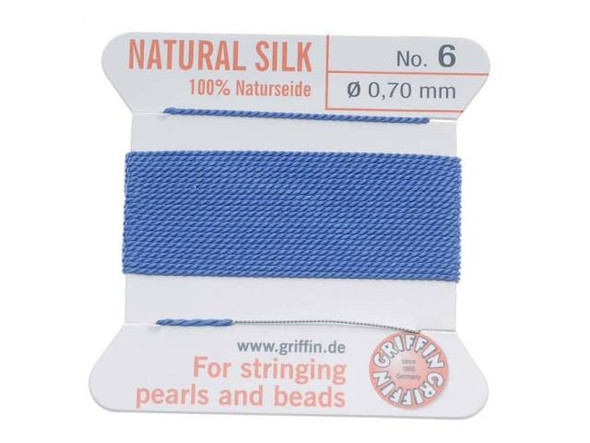 Griffin Silk Beading Cord & Needle Size 6 Med. Blue