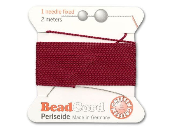 Griffin Bead Cord 100% Silk - Size 8 (0.80mm) Garnet