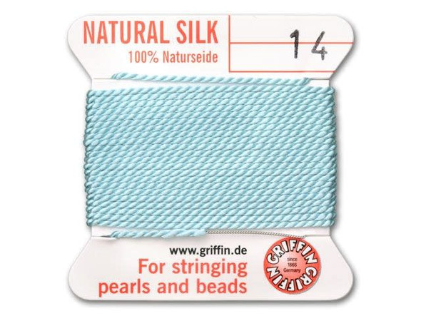 Griffin Bead Cord 100% Silk - Size 14 (1.02mm) Turquoise