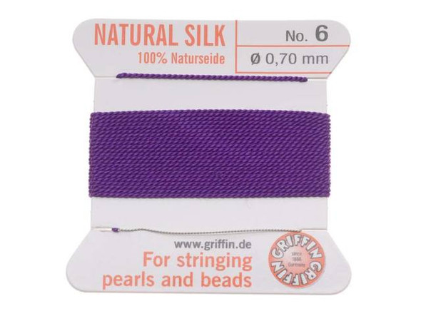 Griffin Silk Beading Cord & Needle Size 6 Amethyst Purple