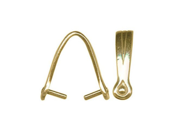 JBB Findings Brass Pinch Bail, Prong Bail, Folded, Engraved (Each)