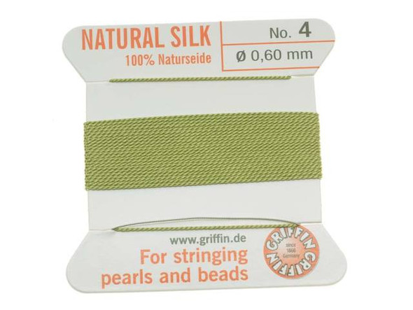 Griffin Silk Beading Cord & Needle Size 4 Jade Green