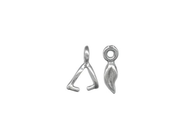 JBB Findings Silver Plated Pinch Bail, Prong Bail, Tiny Leaf, Loop (Each)