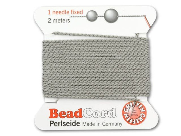 Griffin Bead Cord 100% Silk - Size 12 (0.98mm) Grey