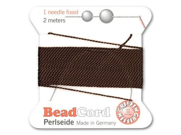 Griffin Bead Cord 100% Silk - Size 7 (0.75mm) Brown