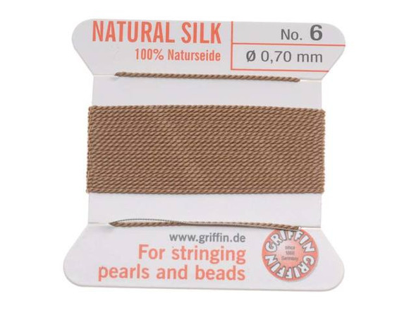 Griffin Silk Beading Cord & Needle Size 6 Beige