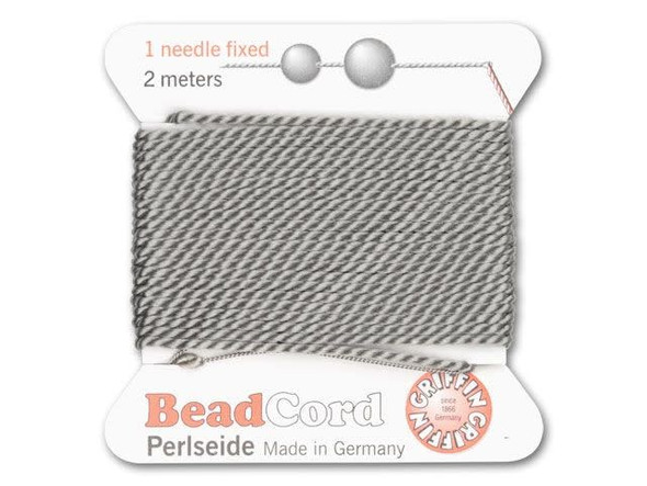 Griffin Bead Cord 100% Silk - Size 16 (1.05mm) Grey
