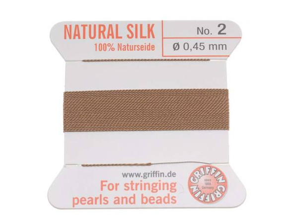Griffin Silk Beading Cord & Needle Size 2 Beige