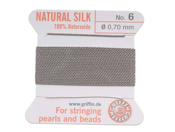 Griffin Silk Beading Cord & Needle Size 6 Silver Gray