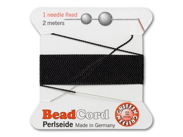 Griffin Bead Cord 100% Silk - Size 3 (0.50mm) Black