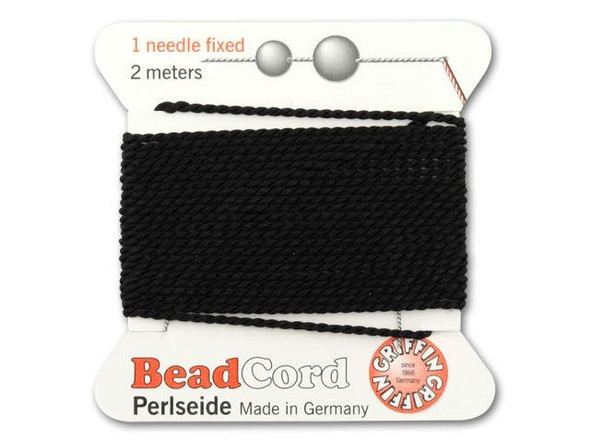 Griffin Bead Cord 100% Silk - Size 12 (0.98mm) Black