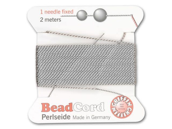 Griffin Bead Cord 100% Silk - Size 7 (0.75mm) Grey